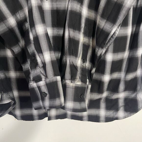 Calvin Klein Men’s Black Gray Checkered Long Sleeve Button Up Shirt Size L - Picture 3 of 7